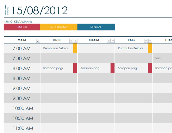 aplikasi jadual waktu excel