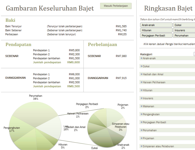  Bajet  bulanan ringkas Office Templates