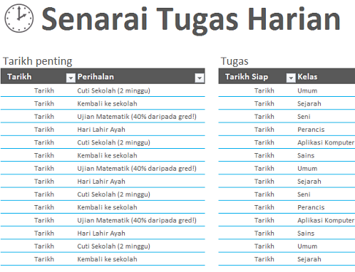 Senarai tugas harian - Office Templates