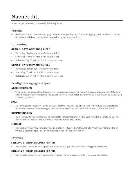 Funksjonell CV Funksjonell CV