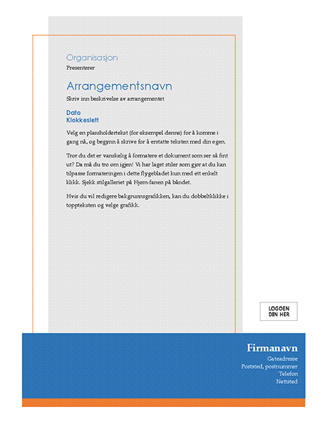 Generelt flygeblad for arrangement Generelt flygeblad for arrangement
