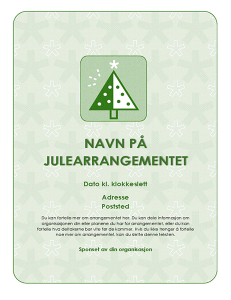 Flygeblad for julearrangement (med grønt tre) Flygeblad for julearrangement (med grønt tre)