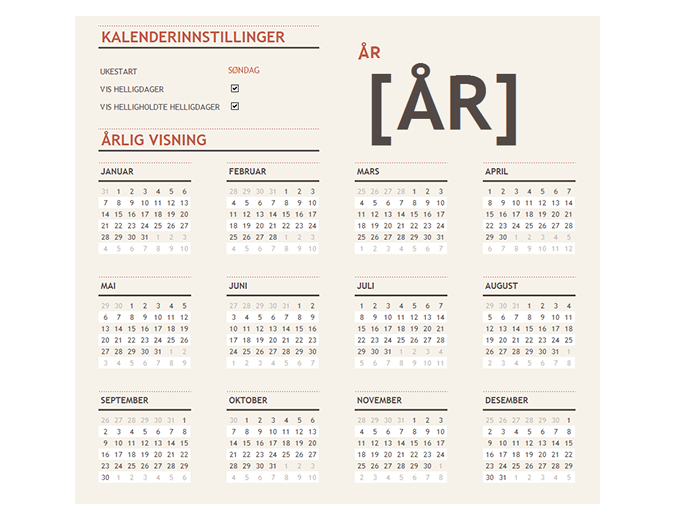 En kalender med helligdager En kalender med helligdager