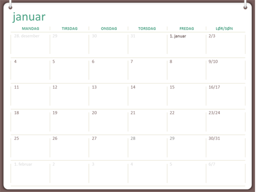 Kalender 2020 med uker