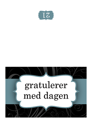 Fødselsdagskort (utforming med blått bånd, halvbretting) Fødselsdagskort (utforming med blått bånd, halvbretting)