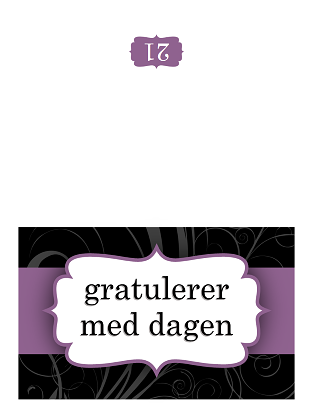 Bursdagskort (utforming med lilla bånd, halvbretting) Bursdagskort (utforming med lilla bånd, halvbretting)