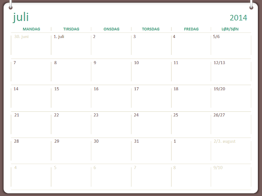 Akademisk kalender for 2014–2015 (juli–juni) Akademisk kalender for 2014–2015 (juli–juni)