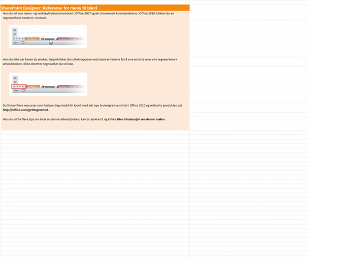 SharePoint Designer 2010: Referansearbeidsbok for meny til bånd SharePoint Designer 2010: Referansearbeidsbok for meny til bånd