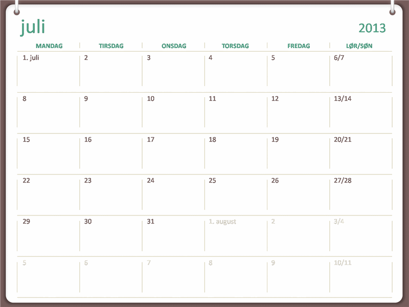 Akademisk kalender for 2013-2014 (juli) Akademisk kalender for 2013-2014 (juli)