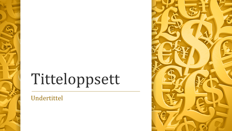 Presentasjon av valutasymboler (bredformat) Presentasjon av valutasymboler (bredformat)
