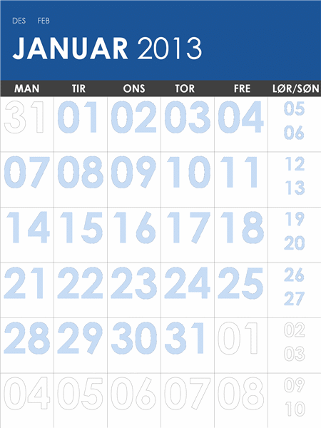 Kalender for 2013-2014, flerfarget (M-Søn) Kalender for 2013-2014, flerfarget (M-Søn)