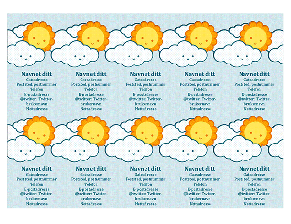 Personlige visittkort (10 per side) Personlige visittkort (10 per side)