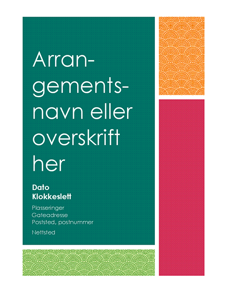 Flygeblad med fargeblokk