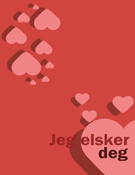 Kortet Jeg elsker deg (brettet i fire) Kortet Jeg elsker deg (brettet i fire)