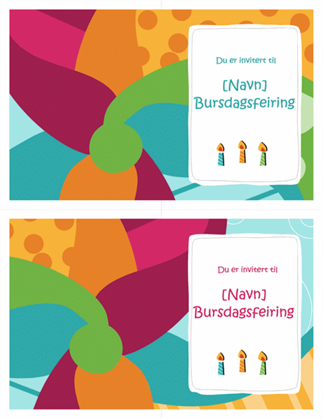 Invitasjon til bursdagsselskap (2 per side, Lys utforming)
