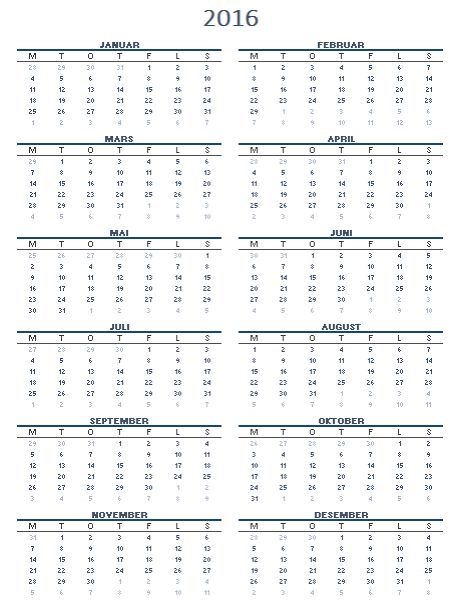 Kalender for ett år