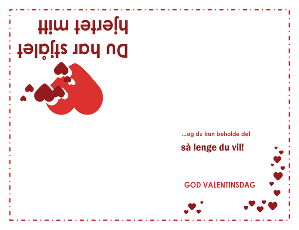 Valentinsdagskort med dikt (hjertemønster, brettet i fire) Valentinsdagskort med dikt (hjertemønster, brettet i fire)