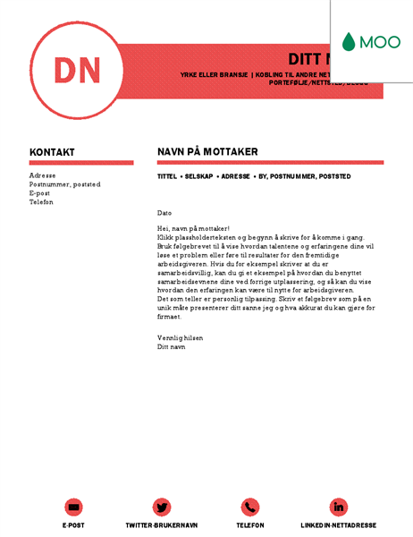 Polert følgebrev, utformet av MOO Polert følgebrev, utformet av MOO