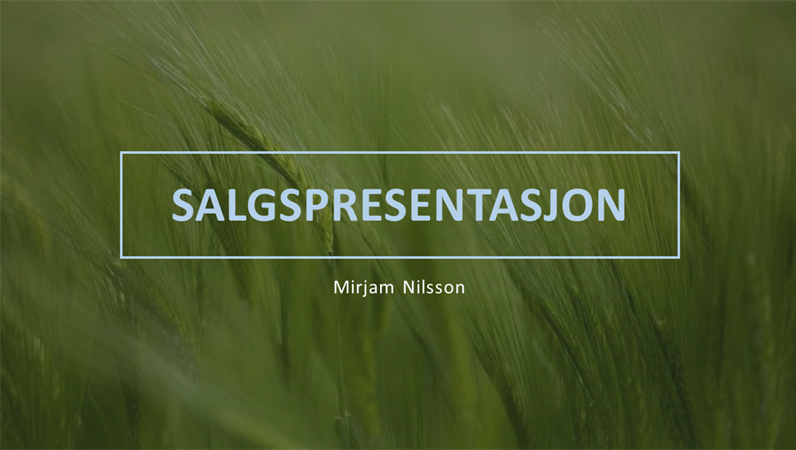 Grønn salgspresentasjon Grønn salgspresentasjon