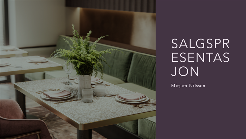 Salgspresentasjon for restaurant Salgspresentasjon for restaurant