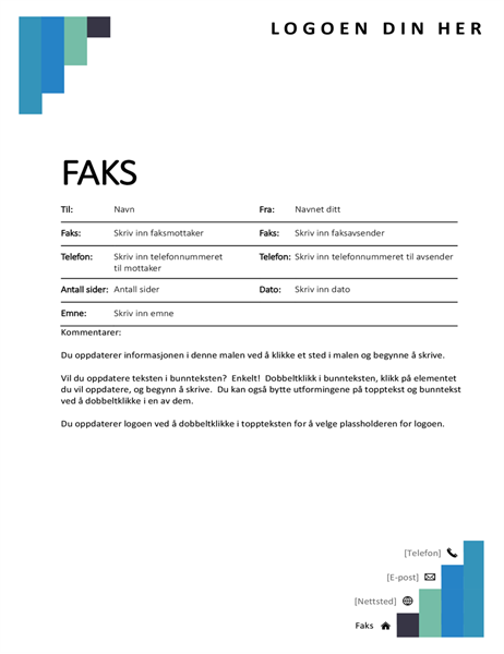 Faksforside med blå trinn Faksforside med blå trinn