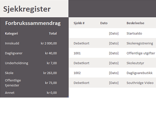 Sjekkregister Sjekkregister