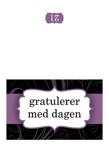 Bursdagskort (utforming med lilla bånd, halvbretting) Bursdagskort (utforming med lilla bånd, halvbretting)