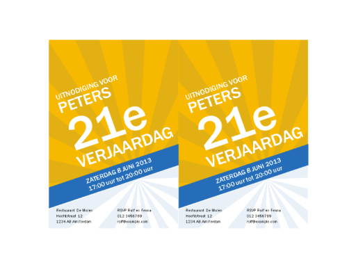 Uitnodigingen voor verjaardag (gouden stralen) Uitnodigingen voor verjaardag (gouden stralen)
