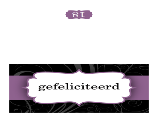 Verjaardagskaart (ontwerp met paars lint, dubbel gevouwen) Verjaardagskaart (ontwerp met paars lint, dubbel gevouwen)