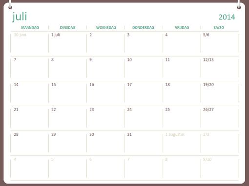 Onderwijskalender 2014-2015 (juli t/m juni) Onderwijskalender 2014-2015 (juli t/m juni)