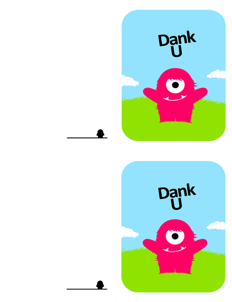 Bedankkaartje met monster Bedankkaartje met monster