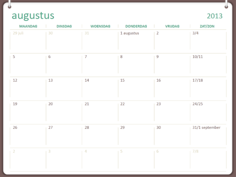Schoolkalender voor 2013-2014 (augustus) Schoolkalender voor 2013-2014 (augustus)