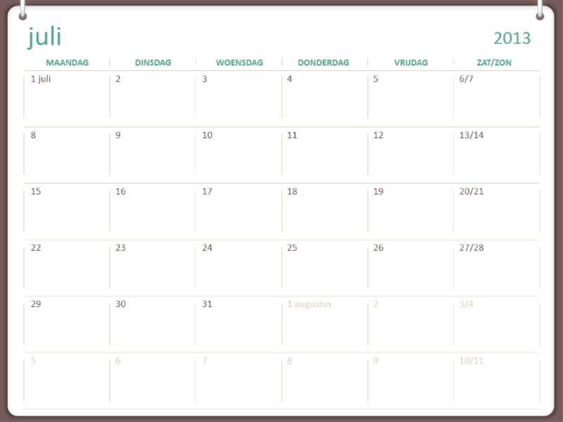Schoolkalender voor 2013-2014 (juli) Schoolkalender voor 2013-2014 (juli)