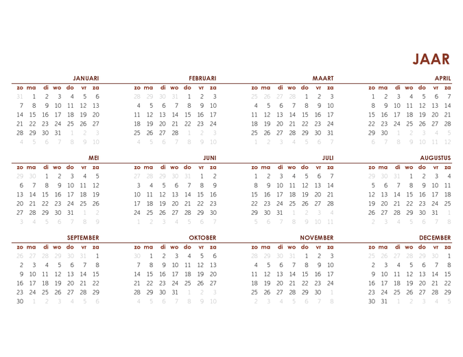 Calendrier annuel complet Calendrier annuel complet