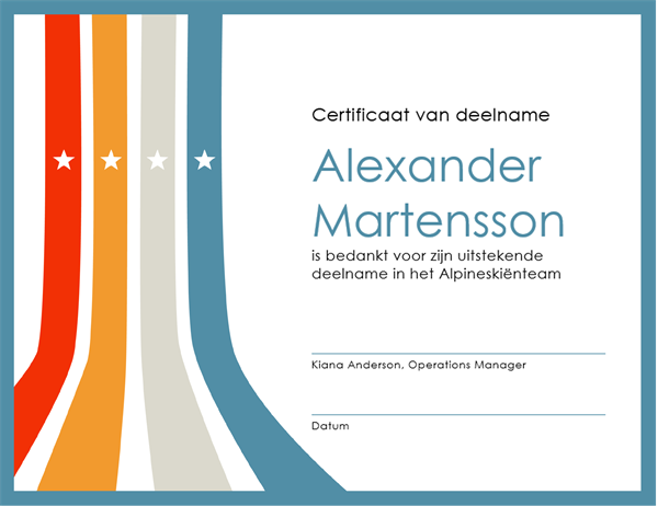 Certificaat van deelname Certificaat van deelname