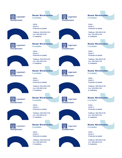 Cartes de visite (conception Arc, 10 par page) Cartes de visite (conception Arc, 10 par page)