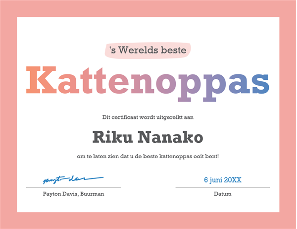 Certificaat voor 's werelds beste Certificaat voor 's werelds beste