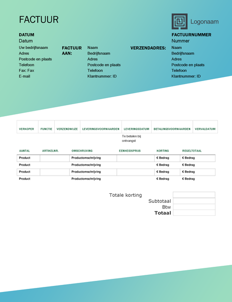 Verkoopfactuur (Groene kleurovergang) Verkoopfactuur (Groene kleurovergang)