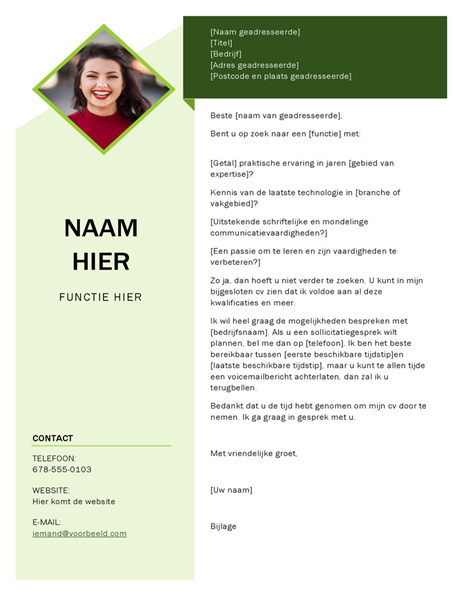 Begeleidende brief met groene kubus Begeleidende brief met groene kubus