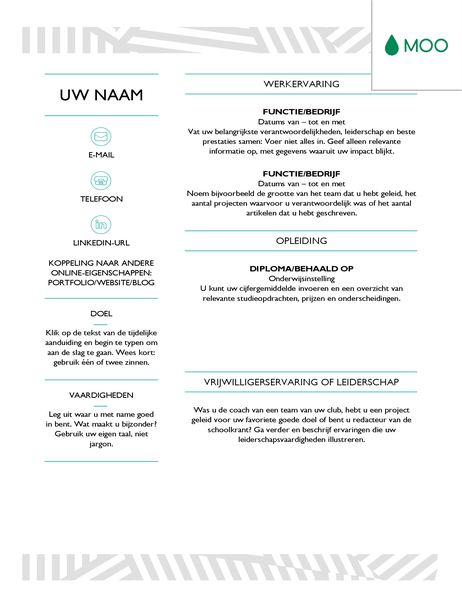 Creatief resumé, ontworpen door MOO Creatief resumé, ontworpen door MOO