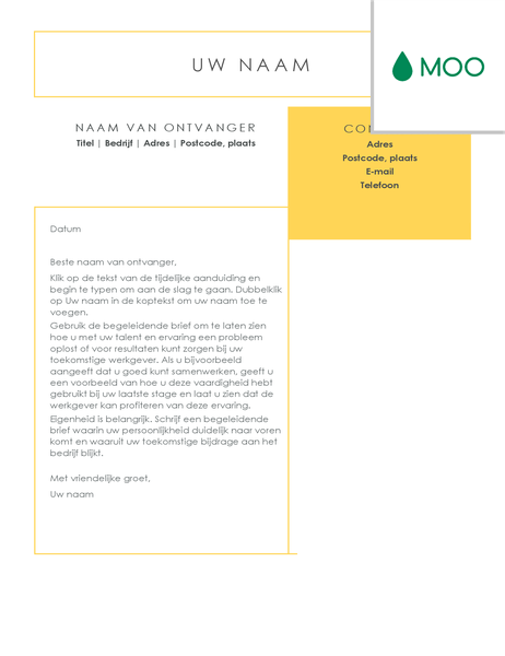 Strakke en zakelijke sollicitatiebrief, ontworpen door MOO Strakke en zakelijke sollicitatiebrief, ontworpen door MOO