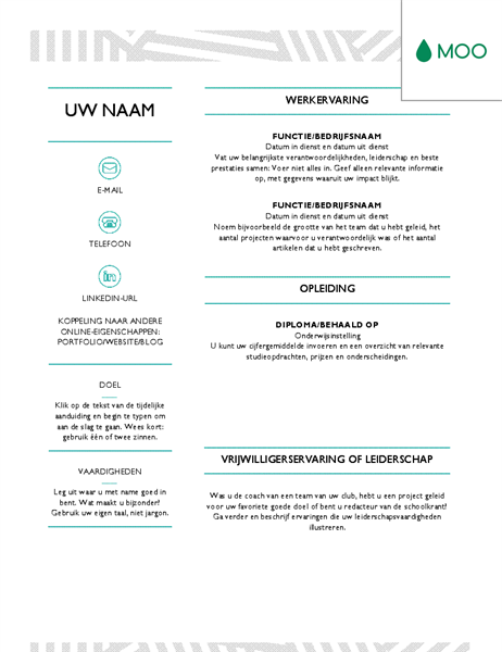 Creatief resumé, ontworpen door MOO Creatief resumé, ontworpen door MOO