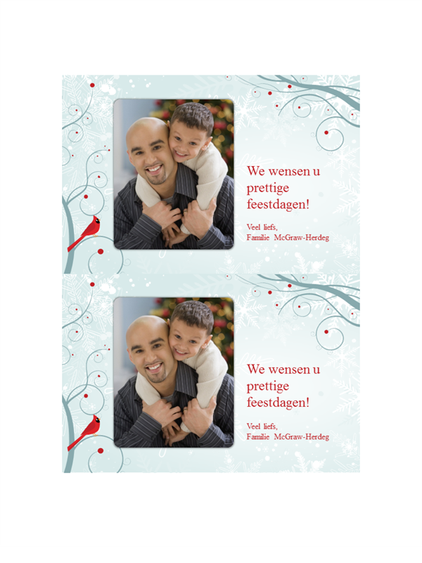 Kerstfotokaarten met sneeuwvlok (twee per pagina) Kerstfotokaarten met sneeuwvlok (twee per pagina)