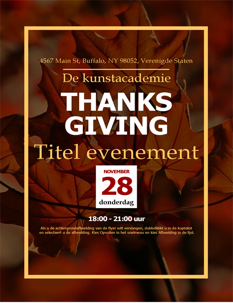 Thanksgiving-flyer Herfstbladeren Thanksgiving-flyer Herfstbladeren
