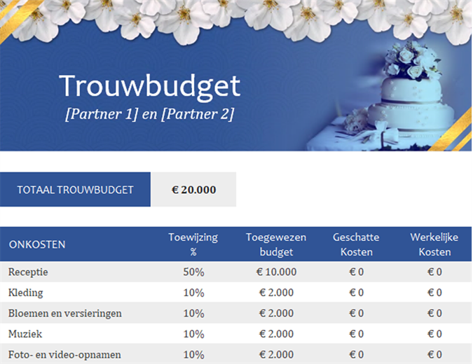 Outil de suivi du budget de mariage Outil de suivi du budget de mariage