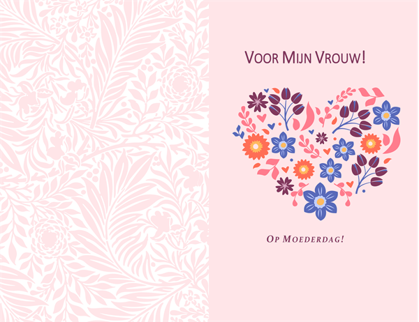 Moederdagkaart met bloemenhart Moederdagkaart met bloemenhart