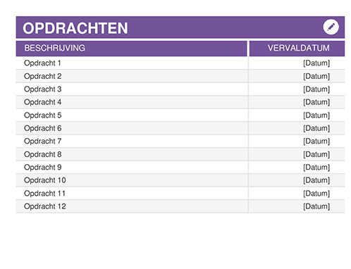 Planner voor studieopdrachten Planner voor studieopdrachten