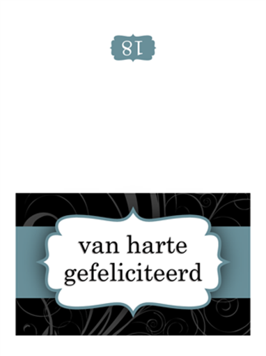 Verjaardagskaart (ontwerp met blauw lint, dubbelgevouwen) Verjaardagskaart (ontwerp met blauw lint, dubbelgevouwen)