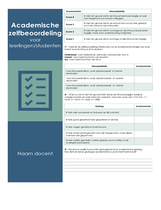 Academische zelfbeoordeling voor leerlingen/studenten Academische zelfbeoordeling voor leerlingen/studenten