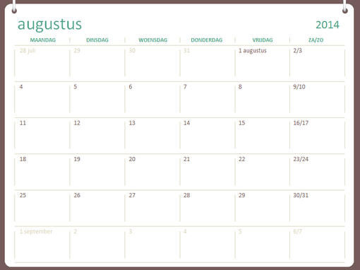 Onderwijskalender 2014-2015 (augustus t/m juli) Onderwijskalender 2014-2015 (augustus t/m juli)